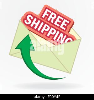 free shipping sign in envelope vector illustration Stock Vector