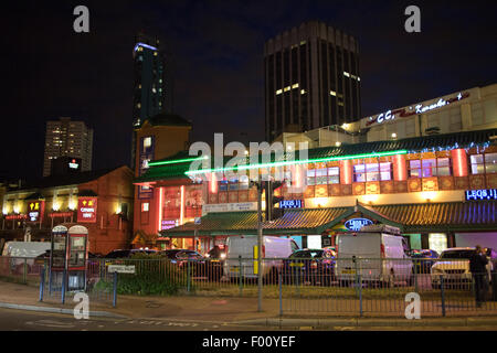 chinatown chinese quarter in birmingham city centre at night england uk Stock Photo