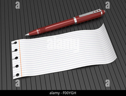 Blank note paper with pen Stock Photo