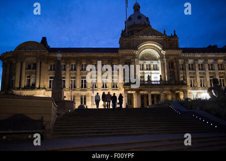 victoria square and birmingham council house city centre at night england uk Stock Photo