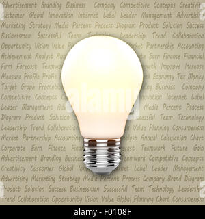Light bulb with business marketing text Stock Photo