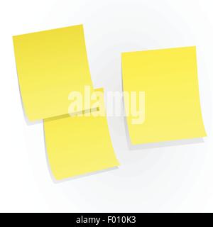 Yellow sticky papers on white background vector illustration. Stock Vector
