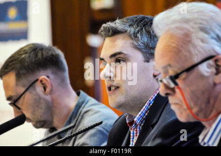 Belfast, Northern Ireland. 5th Aug, 2015.East Belfast MP Gavin Robinson attends the annual Feile an Phobail (Festival of the People) for a political debate. Credit:  Stephen Barnes/Alamy Live News Stock Photo