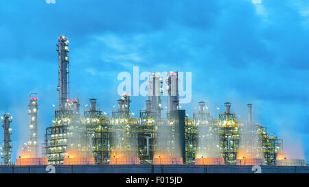 Landscape Boiler in stream power plant at night. Stock Photo