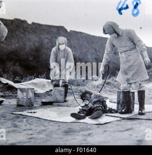 (150806) -- BEIJING, Aug. 6, 2015 (Xinhua) -- File photo copied on Jan. 7, 2014 shows the 'plague prevention' action conducted by Japanese troops in November of 1940 at Nongan County, northeast China's Jilin Province. Invading Japanese troops set up 60 germ warfare units involved more than 10,000 troops from 1932 to 1945 in China and victimized at least 270,000 Chinese civilians. Japanese troops, including notorious Unit 731, developed and produced germ weapons based on bacteria experiments on human bodies and used germ weapons against Chinese civilians in battles and released plague Stock Photo