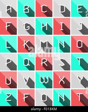 Vector 3d Alphabet Font with Frame and Shadow on Red Background. Modern ...