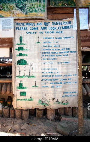 Poster at land mine museum in Angkor Wat,Cambodia Stock Photo