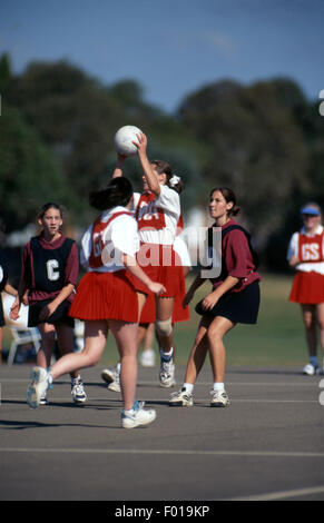 Netball game in progress, Sydney, New South Wales, Australia Stock Photo
