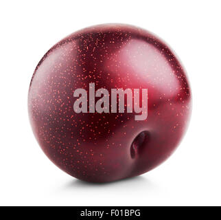 Red plum fruit isolated on white background. Clipping Path Stock Photo
