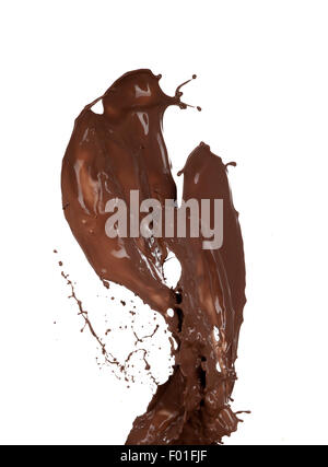 Chocolate  splash shape on white background Stock Photo