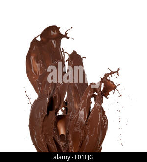 Chocolate  splash shape on white background Stock Photo