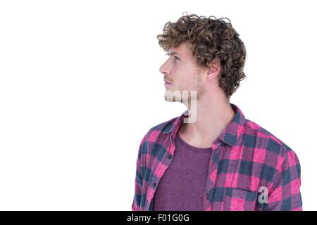 Thoughtful handsome man looking away Stock Photo