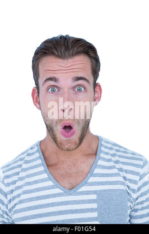 Surprised casual man looking at camera Stock Photo