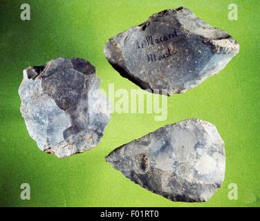 Mousterian flint tool, Middle Paleolithic, from La Placard, France. Stock Photo