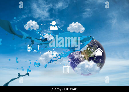 Composite image of cloud computing graphic with paint splash Stock Photo