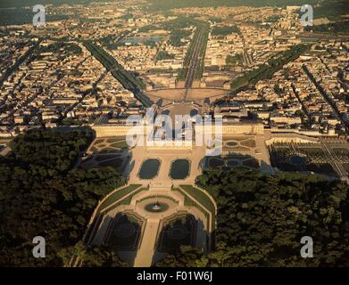 Aerial view of Palace of Versailles (UNESCO World Heritage List, 1979) - Ile de France, France. Stock Photo