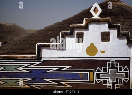 Mural in a Ndebele village, South Africa. Stock Photo