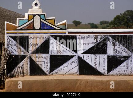 Mural in a Ndebele village, South Africa. Stock Photo