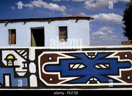 Mural in a Ndebele village, South Africa. Stock Photo