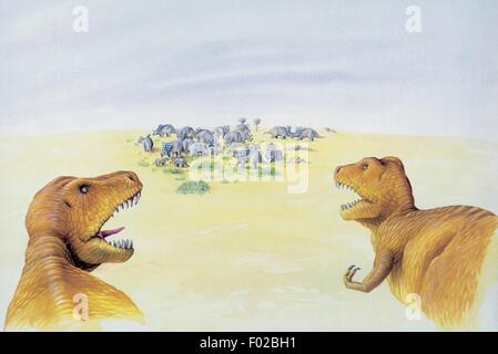 Palaeozoology - Cretaceous Period - Dinosaurs - Albertosaurus (art work by Clive Pritchard)