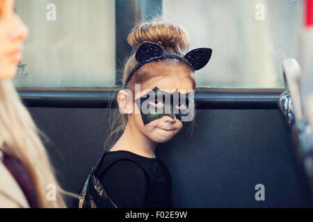 Girl in a bat costume for Halloween Stock Photo