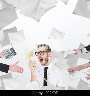 Composite image of businessman in suit offering his hand Stock Photo