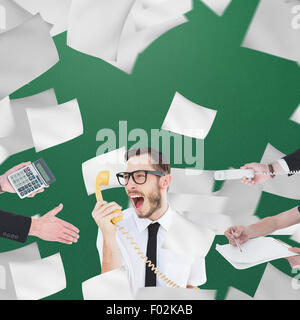 Composite image of businessman in suit offering his hand Stock Photo