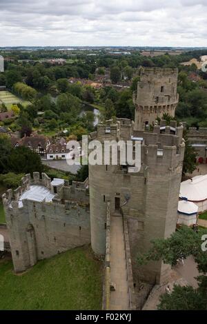 Aerial view of Warwick Castle - Warwickshire, Midlands, England, United Kingdom Stock Photo