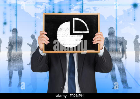 Composite image of businessman showing board Stock Photo