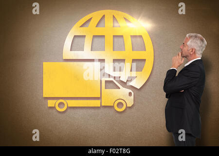 Composite image of thoughtful mature businessman posing Stock Photo