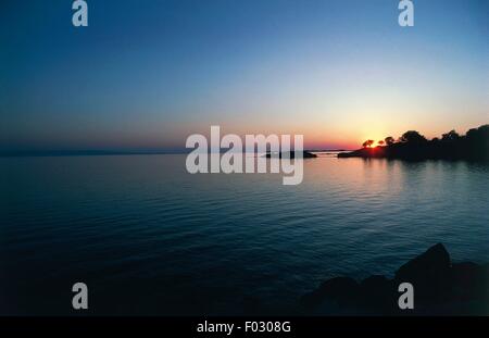 Sunset over Lake Kariba, Zambia. Stock Photo