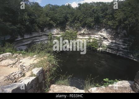 Mexico - Yucatan State - Chichen Itza - Archaeological site -Sacred Cenote (natural waterhole) Stock Photo