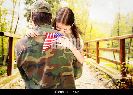 Composite image of father reunited with daughter Stock Photo