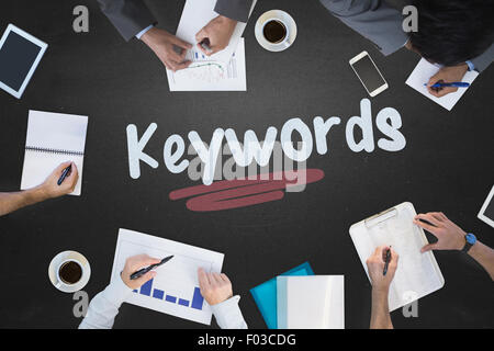 Keywords against blackboard Stock Photo