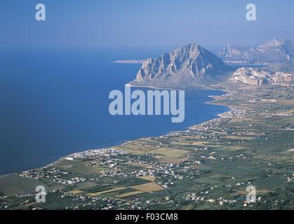 Italy - Sicily Region - Erice - Panoramic view towards San Vito lo Capo Stock Photo