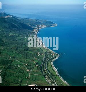 Aerial view of Marina di Caronia - Province of Messina, Sicily Region, Italy Stock Photo