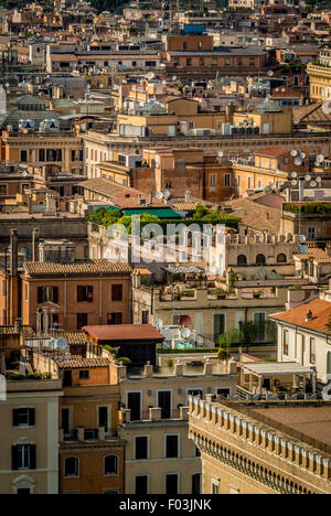 Rome skyline shot from the top of the Vittorio Emmanuel II Monument.  Italy Stock Photo