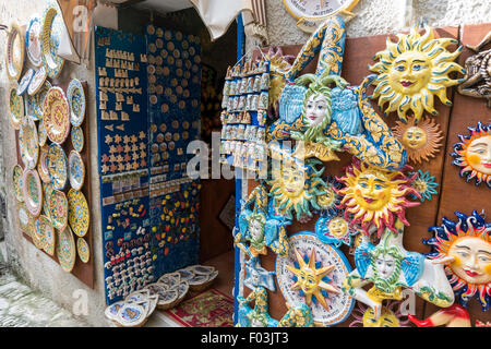 Italy, Sicily, the historic town of Erice: pottery Stock Photo