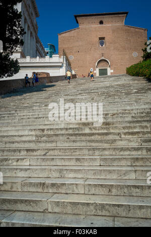 Steps leading to the church Santa Maria in Aracoeli. Church is behind the Vittorio Emmanuel II Monument. Rome Italy Stock Photo