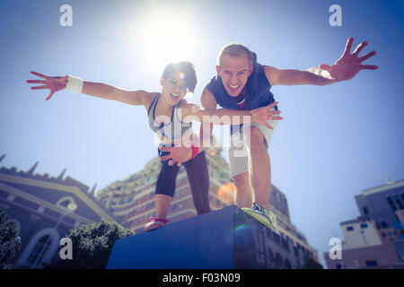 Portrait of a couple doing funny faces Stock Photo