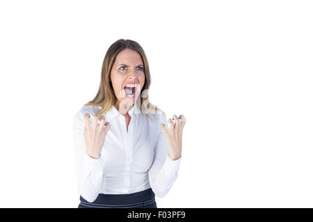 Angry yelling businesswoman Stock Photo