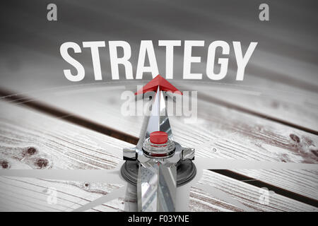Strategy against digitally generated grey wooden planks Stock Photo