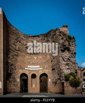 Exterior of basilica de santa maria degli angeli e dei martiri. Built inside the frigidarium of the Baths of Diocletian. Rome, It Stock Photo