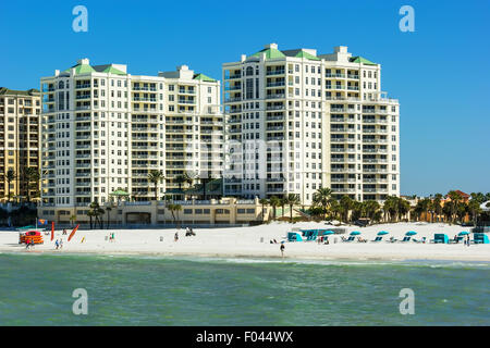 Beachgoers enjoy a day on Clearwater Beach, Florida Stock Photo