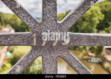 The year 1779 on Abraham Darby's Iron Bridge, the first cast iron bridge in the world, at Ironbridge, Shropshire, England Stock Photo