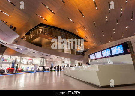 Inside BMW Welt, BMW delivery centre  in Munich, designed by Professor Wolf D Prix Stock Photo