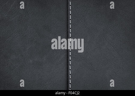 Black leather texture background with seam Stock Photo