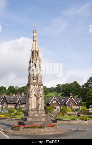 Mary Watts Russell Memorial Cross,  Ilam village, Staffordshire, England, UK Stock Photo