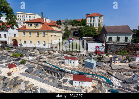 Scale models Litomerice in the former train station, Litomerice, Northern Bohemia, Czech Republic Stock Photo