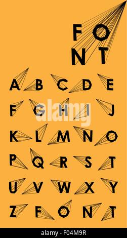 Wire Vector low poly alphabet font with shadow Stock Vector